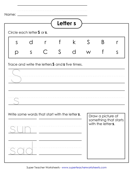 Worksheets - Letter S s - Practice Sheet Worksheets - Letter S s - Practice Sheet