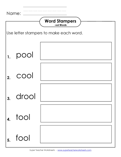 Worksheets - Letter Stamper Activity (-ool Words) 