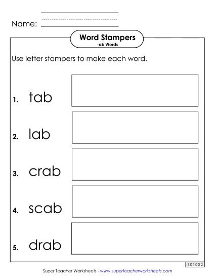 Worksheets - Letter Stampers (-ab)
