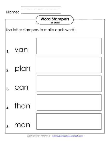 Worksheets - Letter Stampers Activity (-an Words) Worksheets - Letter Stampers Activity (-an Words)