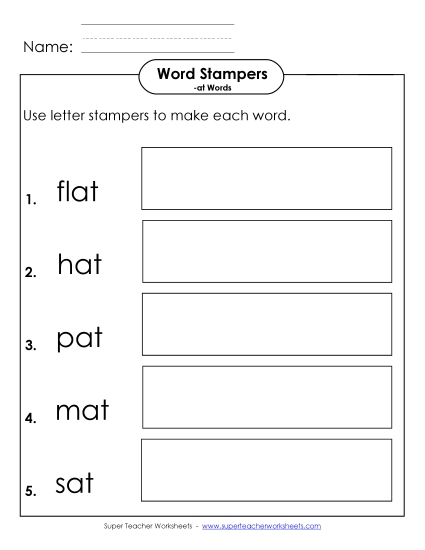 Worksheets - Letter Stampers Activity (-at Words) Worksheets - Letter Stampers Activity (-at Words)