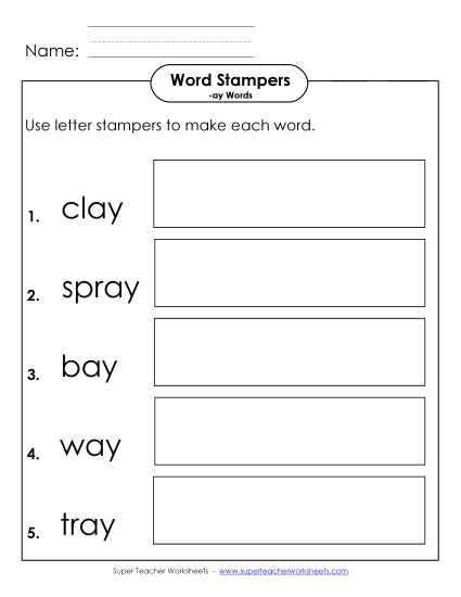 Worksheets - Letter Stampers Activity (-ay Words) 