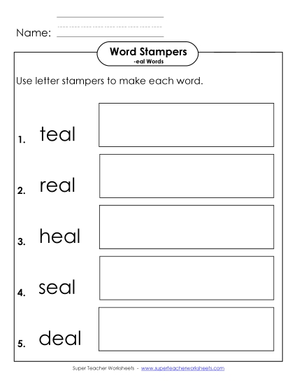 Worksheets - Letter Stampers Activity (-eal Words) Worksheets - Letter Stampers Activity (-eal Words)