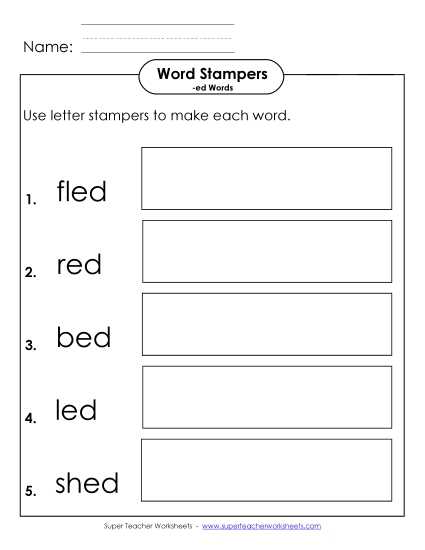 Worksheets - Letter Stampers Activity (-ed Words) 