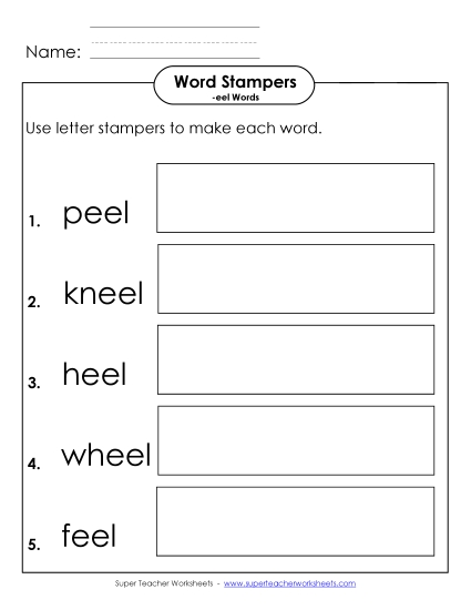 Worksheets - Letter Stampers Activity (-eel Words) Worksheets - Letter Stampers Activity (-eel Words)
