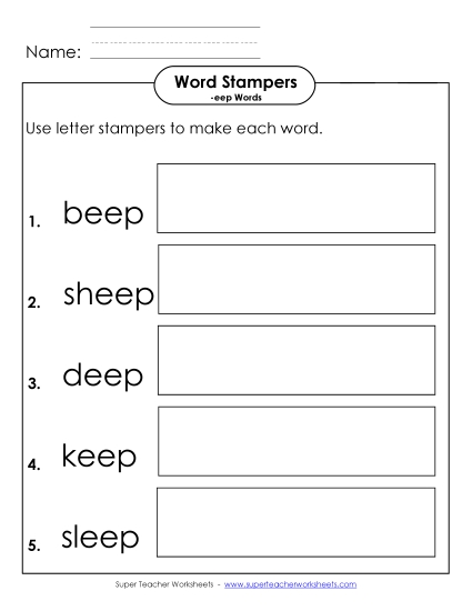Worksheets - Letter Stampers Activity (-eep Words) Worksheets - Letter Stampers Activity (-eep Words)