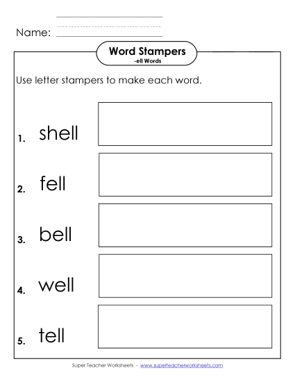 Worksheets - Letter Stampers Activity (-ell Words) Worksheets - Letter Stampers Activity (-ell Words)