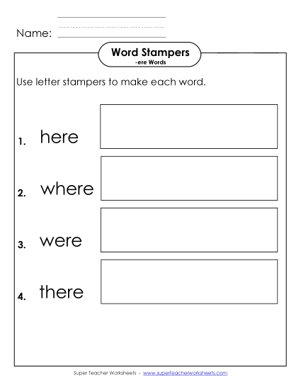 Worksheets - Letter Stampers Activity (-ere Words) 