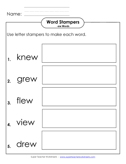 Worksheets - Letter Stampers Activity (-ew Words) 