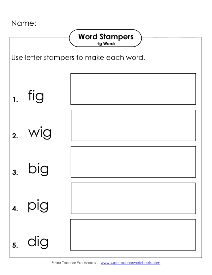 Worksheets - Letter Stampers Activity (-ig Words) Worksheets - Letter Stampers Activity (-ig Words)