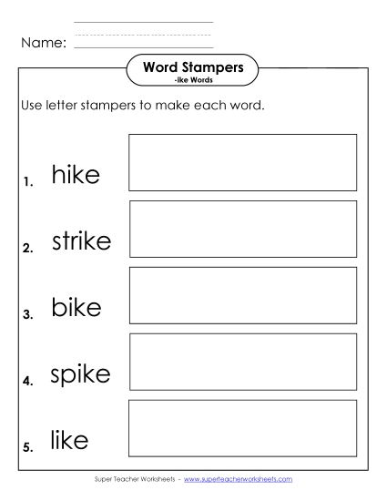Worksheets - Letter Stampers Activity (-ike Words) Worksheets - Letter Stampers Activity (-ike Words)