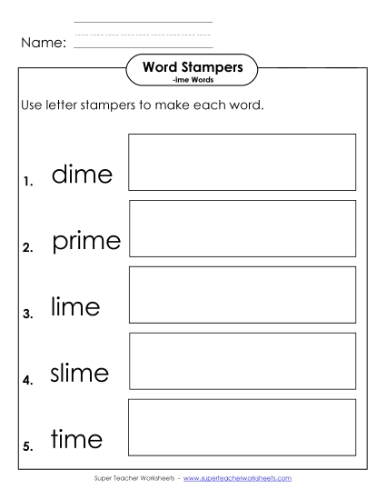 Worksheets - Letter Stampers Activity (-ime Words) Worksheets - Letter Stampers Activity (-ime Words)
