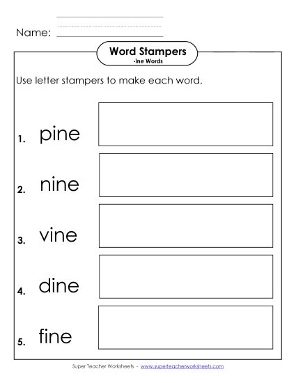Worksheets - Letter Stampers Activity (-ine Words) Worksheets - Letter Stampers Activity (-ine Words)