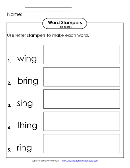 Worksheets - Letter Stampers Activity (-ing Words) Worksheets - Letter Stampers Activity (-ing Words)