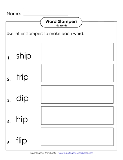 Worksheets - Letter Stampers Activity (-ip Words) 