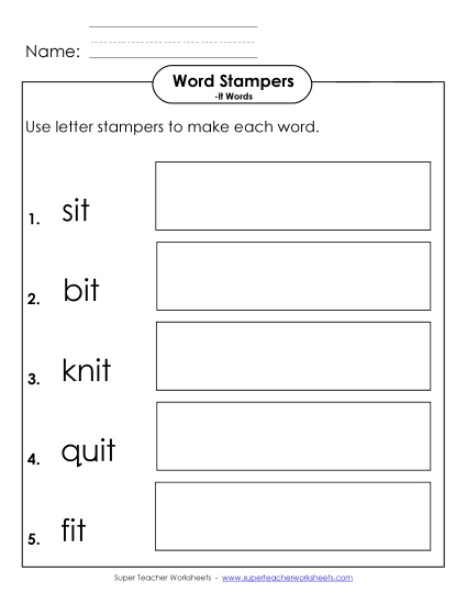 Worksheets - Letter Stampers Activity (-it Words) Worksheets - Letter Stampers Activity (-it Words)