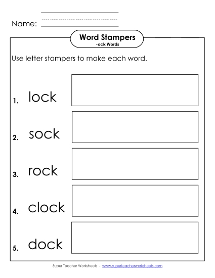 Worksheets - Letter Stampers Activity (-ock Words) Worksheets - Letter Stampers Activity (-ock Words)
