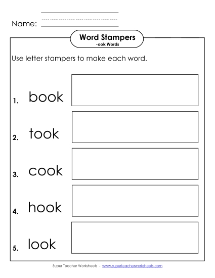 Worksheets - Letter Stampers Activity (-ook Words) 
