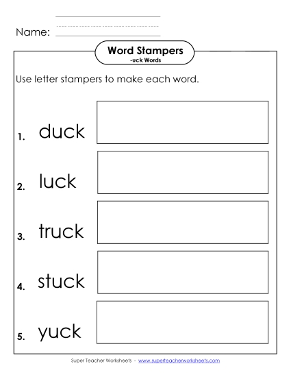 Worksheets - Letter Stampers Activity (-uck Words)