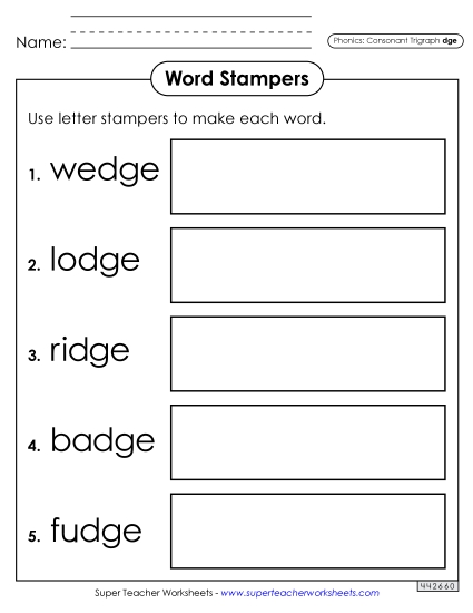 Games and Learning Centers - Letter Stampers (-dge Words)
