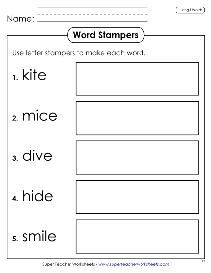 Worksheets - Letter Stampers (Long I)
