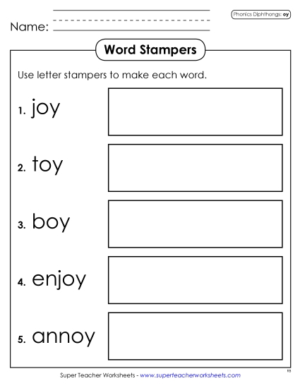 Worksheets - Letter Stampers: OY