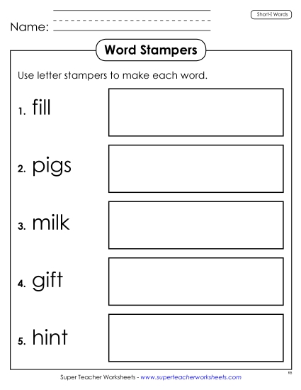 Worksheets - Letter Stampers (Short I)