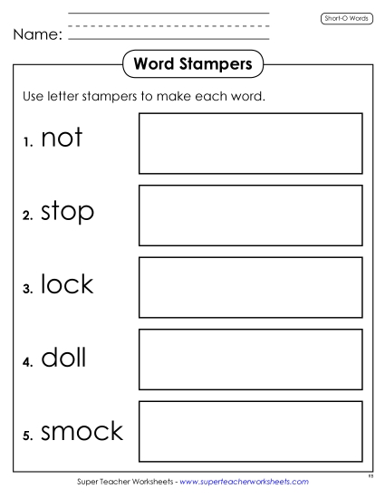 Worksheets - Letter Stampers (Short O)