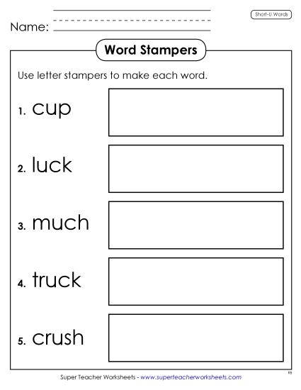 Worksheets - Letter Stampers (Short U)