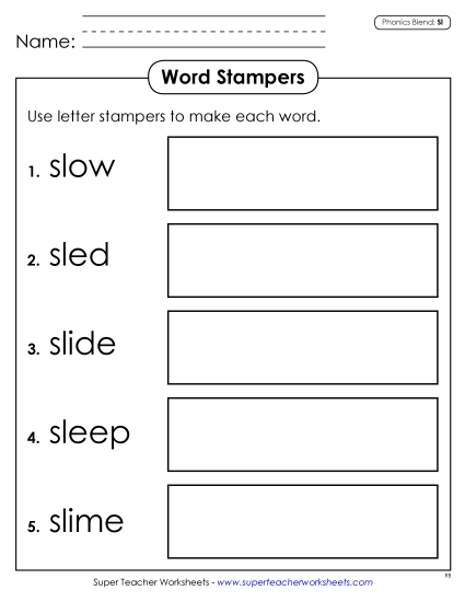 Games & Learning Centers - Letter Stampers (Sl- Words) 