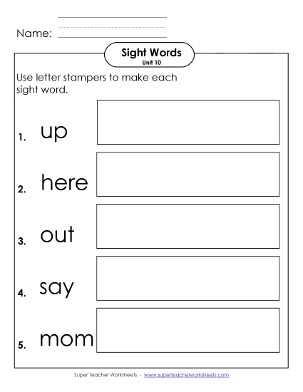 Worksheets - Letter Stampers (Unit 10) 