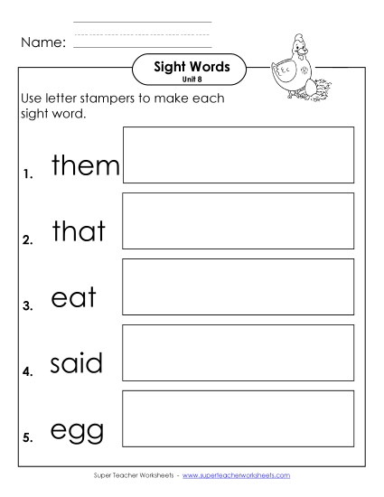 Worksheets - Letter Stampers (Unit 8) 