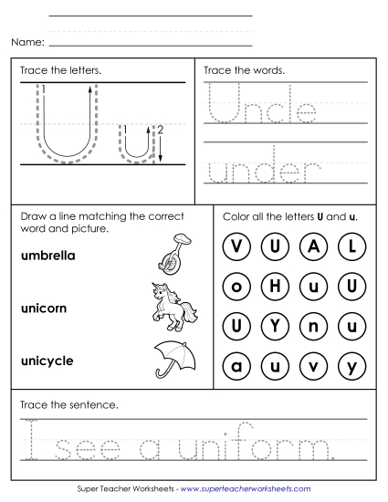 Letter U: Mixed Skills - Letter U - Mixed Skills (Intermediate) Letter U: Mixed Skills - Letter U - Mixed Skills (Intermediate)