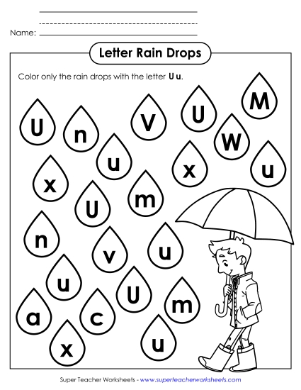 Letter Recognition - Letter U u Recognition - Umbrella