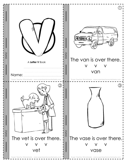 Worksheets - Letter V Mini-Book