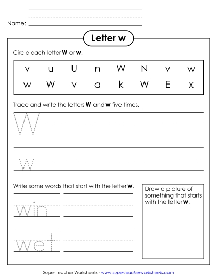 Worksheets - Letter W w - Practice Sheet Worksheets - Letter W w - Practice Sheet