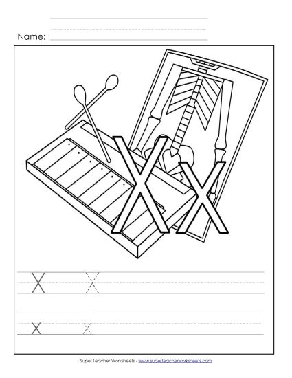 Sample Worksheet Images - Letter X: Color-and-Write Sample Worksheet Images - Letter X: Color-and-Write