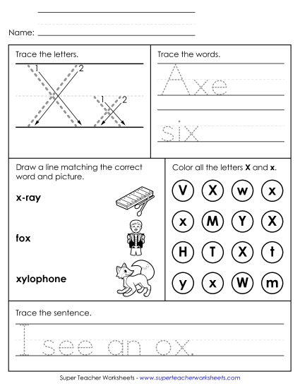 Letter X: Mixed Skills - Letter X - Mixed Skills (Intermediate)