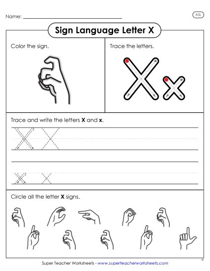 Individual Letter Worksheets - Letter X Sign (Printable PDF Worksheet)