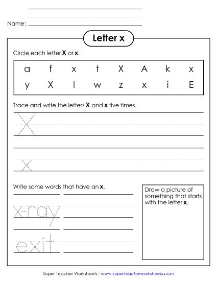 Sample Worksheet Images - Letter X x - Practice Sheet