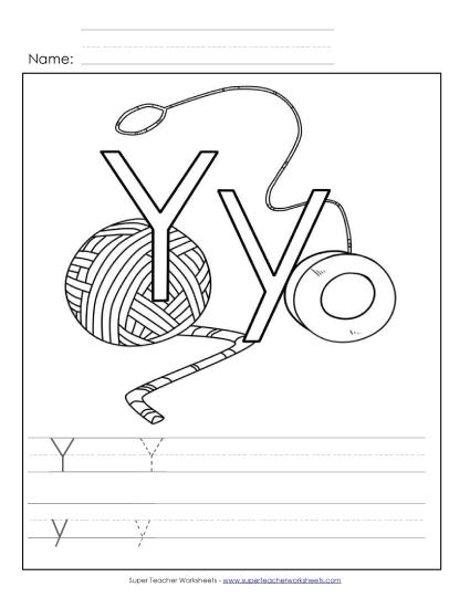 Trace and Print - Letter Y - Color and Write Trace and Print - Letter Y - Color and Write