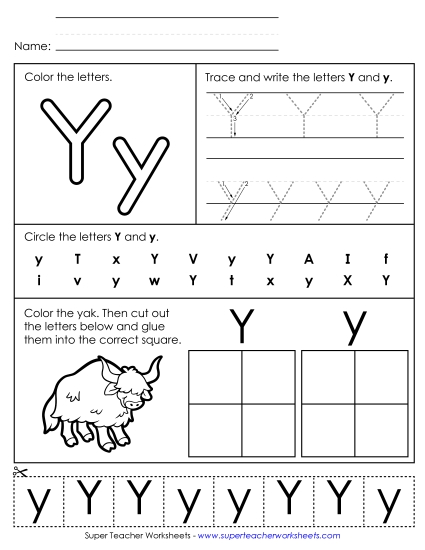 Letter Y: Mixed Skills - Letter Y - Mixed Skills (Basic)