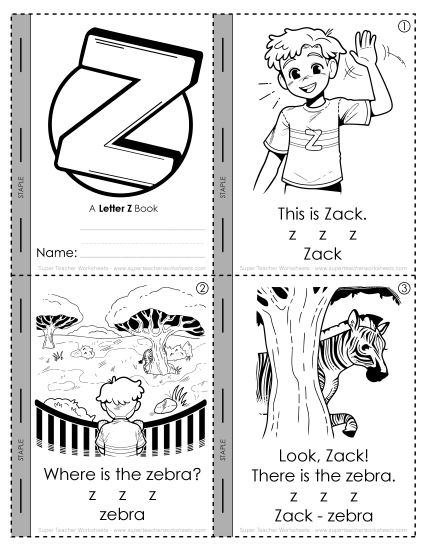 Worksheets - Letter Z  Mini-Book (Printable PDF Worksheet)