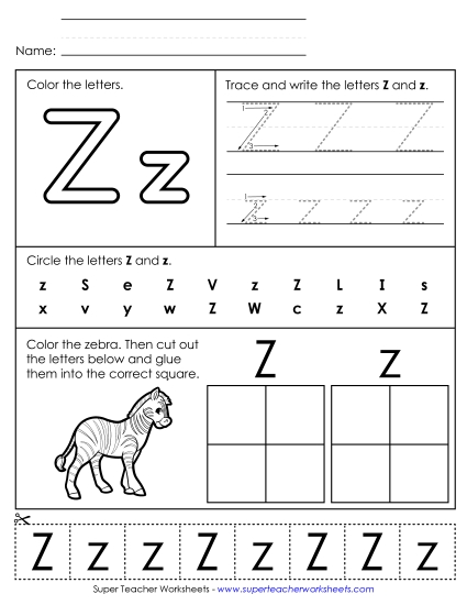 Letter Z: Mixed Skills - Letter Z - Mixed Skills (Basic)
