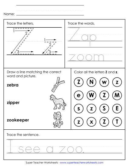 Letter Z: Mixed Skills - Letter Z - Mixed Skills (Intermediate)