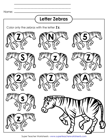 Letter Recognition - Letter Z z Recognition - Zebra