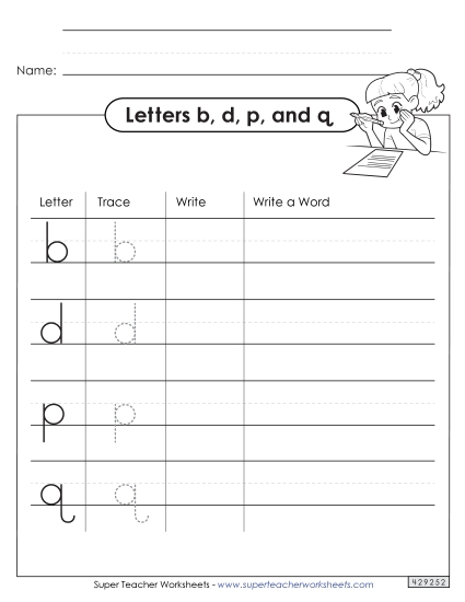 Letters b, d, q, and p - Letters b, d, p, and q Letters b, d, q, and p - Letters b, d, p, and q