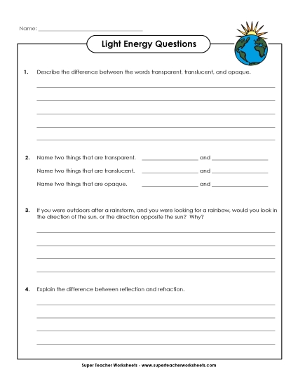 Light - Light Energy Questions