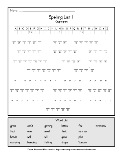 List C-1 - List 1:  Cryptogram