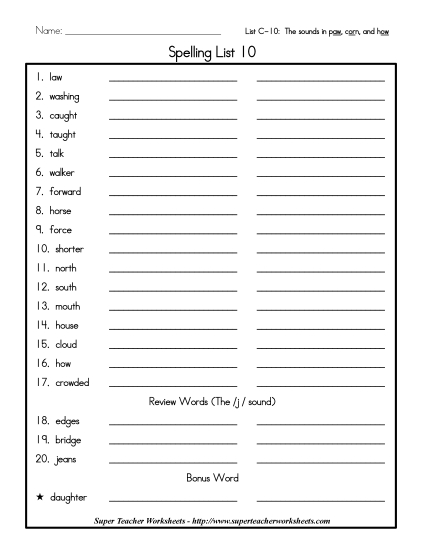 List C-10 - List 10: Word List